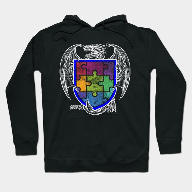 Dragon Shield Autism Awareness Hoodie by chiinta